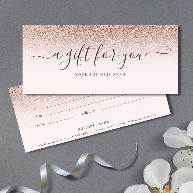Business Gift Certificate Rose Gold Ombre (Rose Gold Ombre Gift Certificate)