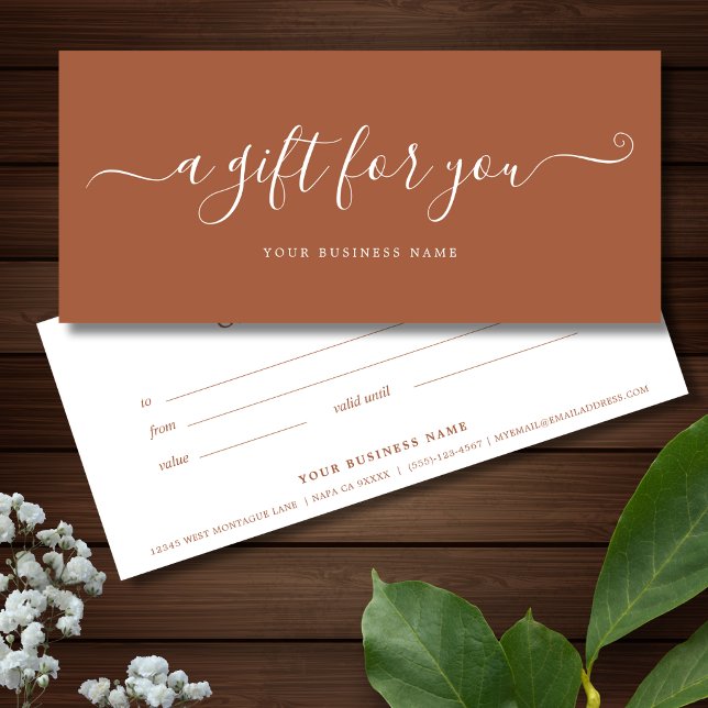 Business Gift Certificate Terra Cotta Boho (Terra Cotta Business Gift Certificates)