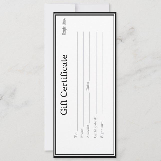 Business Gift Certificate with Custom Logo (Front)