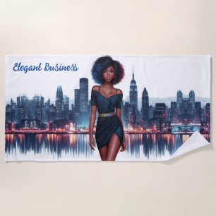 Business girl African fashion lovely evening city Beach Towel