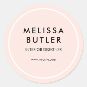 Business Girly Elegant Blush Pink Classic Round Sticker
