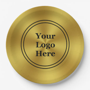 Business Gold and Black Promotional Your Logo Here Paper Plate
