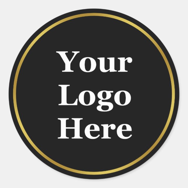 Business Gold and Black Your Logo Here Template Classic Round Sticker (Front)