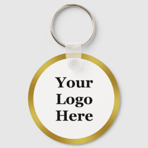 Business Gold and  White Your Logo Here Template Key Ring