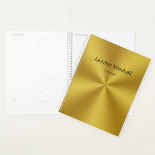 Business Gold & Black Name Professional Job Title Planner