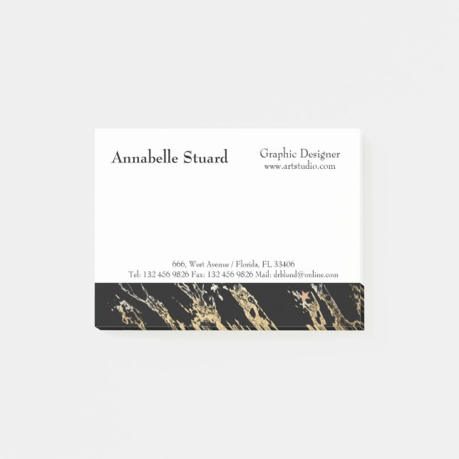 Business gold marble  post-it notes (Front)