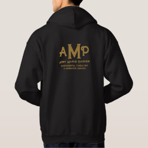 Business Gold Monogram Employee Name Hoodie