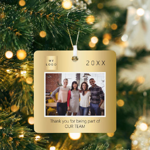 Business gold photo thank you Christmas Metal Tree Decoration