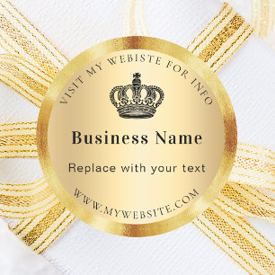 Business gold royal crown website classic round sticker