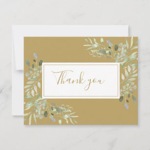 Business Gold Thank You Spring Leaves Card