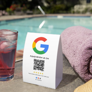 Business Google Review Tabletop Sign l QR Code