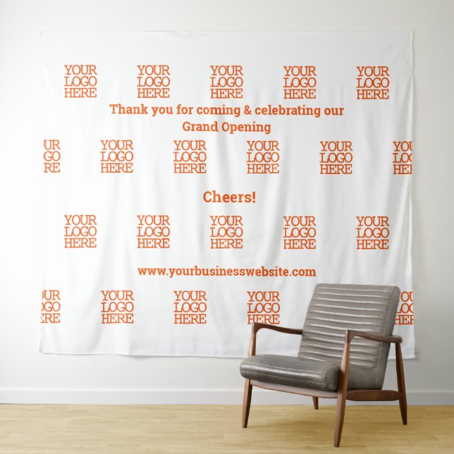 Business Grand Opening Add Logo Photo Wall Tapestry (In Situ (Horizontal))