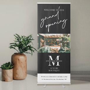 Business Grand Opening Minimalist Black Logo Photo Retractable Banner