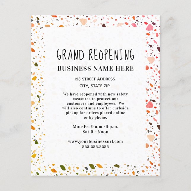 Business Grand Reopening Covid Safety Terrazzo Flyer (Front)