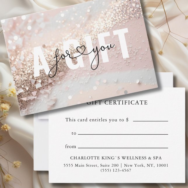 BUSINESS GRANT CERTIFICATE | GLITTER  (PERSONALIZED BUSINESS GIFT CERTIFICATE | Ribbon | Glitter)