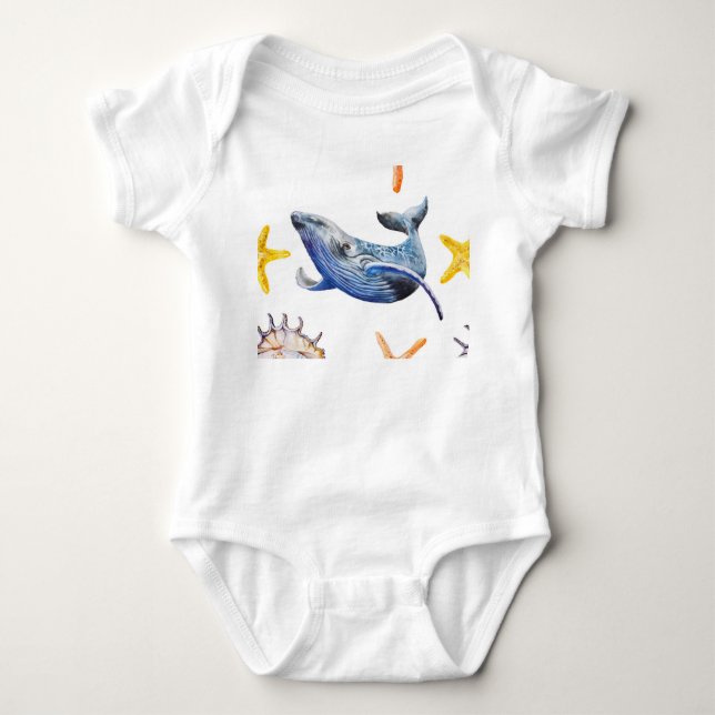 Business Graph Whale: Candlestick Chart Baby Bodysuit (Front)