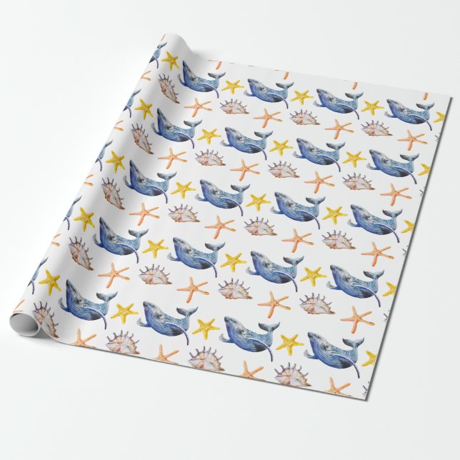 Business Graph Whale: Candlestick Chart Wrapping Paper (Unrolled)