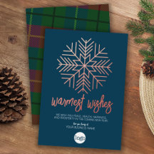 Business Greeting Blue Plaid Warmest Wishes Rose