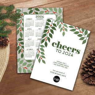 Business Greeting with 2023 Calendar and Logo Holiday Card