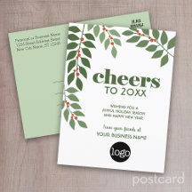 Business Greeting with botanical leaves and logo -