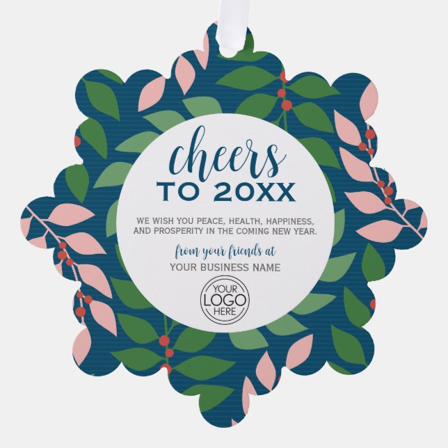 Business Greeting with Logo - Cheers Holiday Tree Decoration Card (Front)