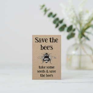Business Growing Seeds Info - Save the bee's Business Card