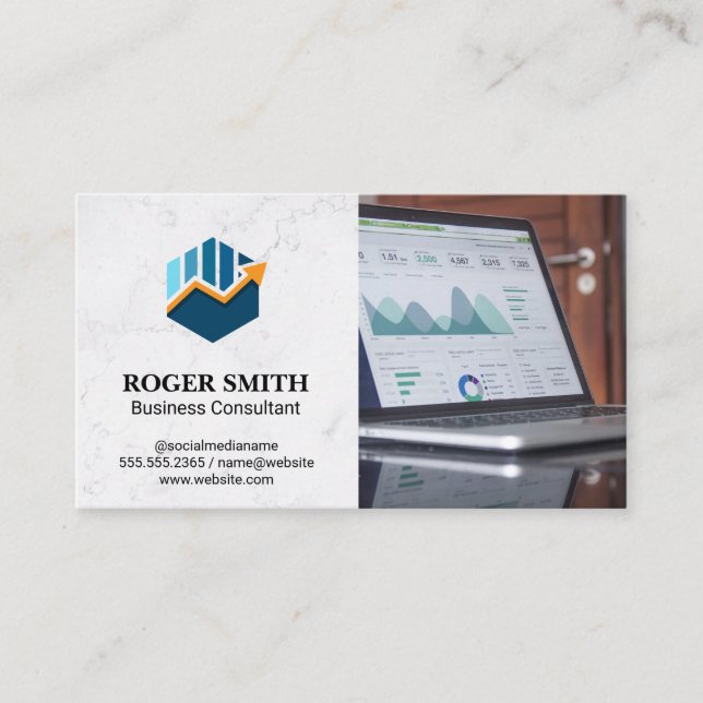 Business Growth Chart | Finance Laptop Business Card (Front)