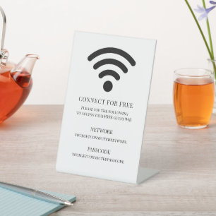 Business Guest Wifi Password and Network Pedestal Sign