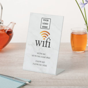 Business Guest Wifi Password and Network Pedestal Sign