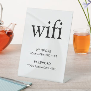 Business Guest Wifi Password and Network Pedestal Sign