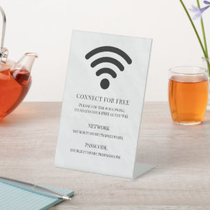 Business Guest Wifi Password and Network Pedestal Sign