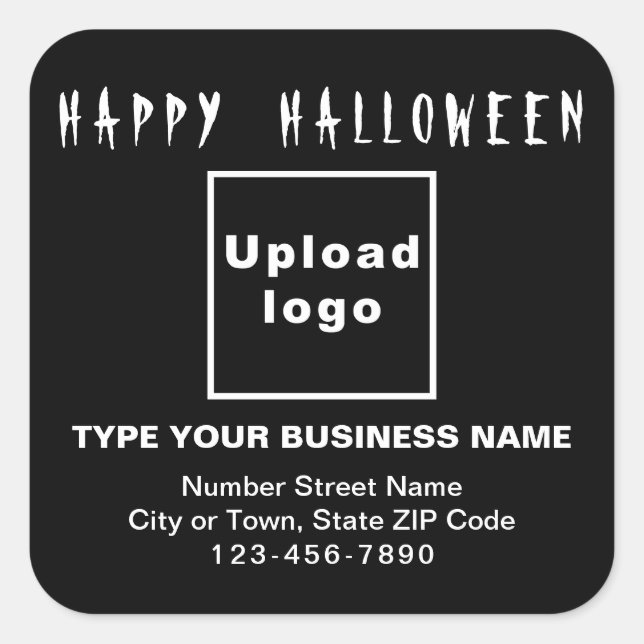 Business Halloween Black Square Sticker (Front)