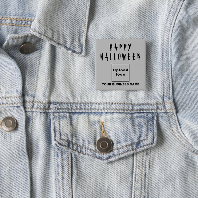 Business Halloween Greeting on Gray Square Shape 15 Cm Square Badge (In Situ)