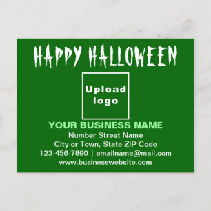 Business Halloween Greeting on Green Postcard