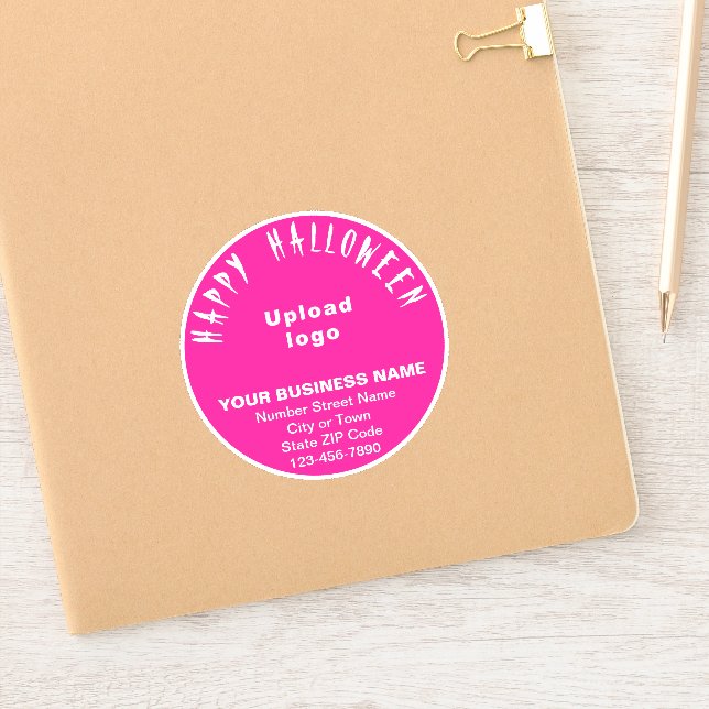 Business Halloween Greeting on Pink Round Vinyl (Notebook)