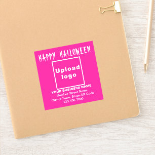 Business Halloween Greeting on Pink Square Vinyl