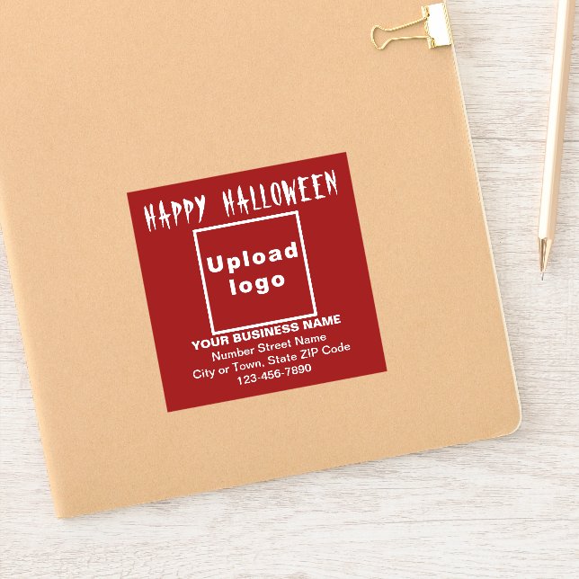 Business Halloween Greeting on Red Square Vinyl (Notebook)