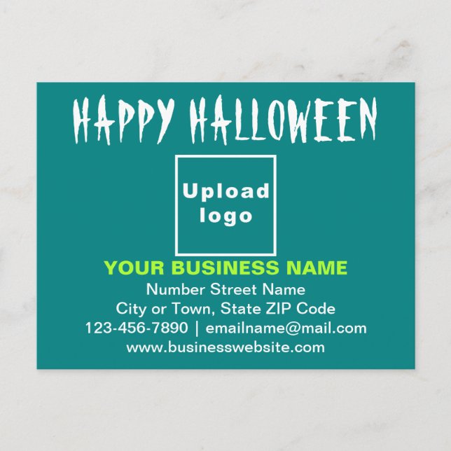 Business Halloween Greeting on Teal Green Postcard (Front)