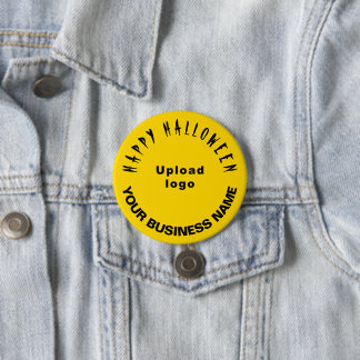 Business Halloween Greeting on Yellow Round Shape 7.5 Cm Round Badge