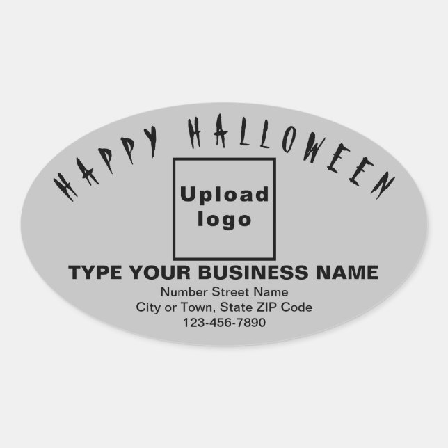 Business Halloween Grey Oval Sticker (Front)