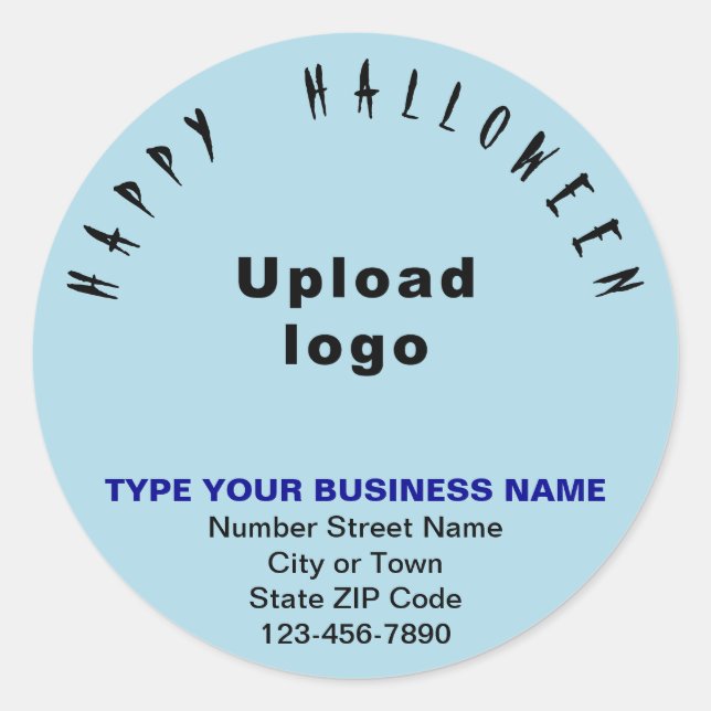 Business Halloween Light Blue Round Sticker (Front)