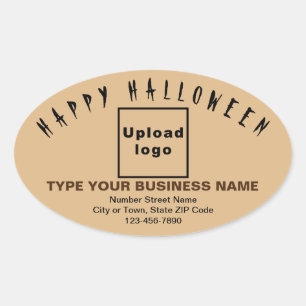 Business Halloween Light Brown Oval Sticker