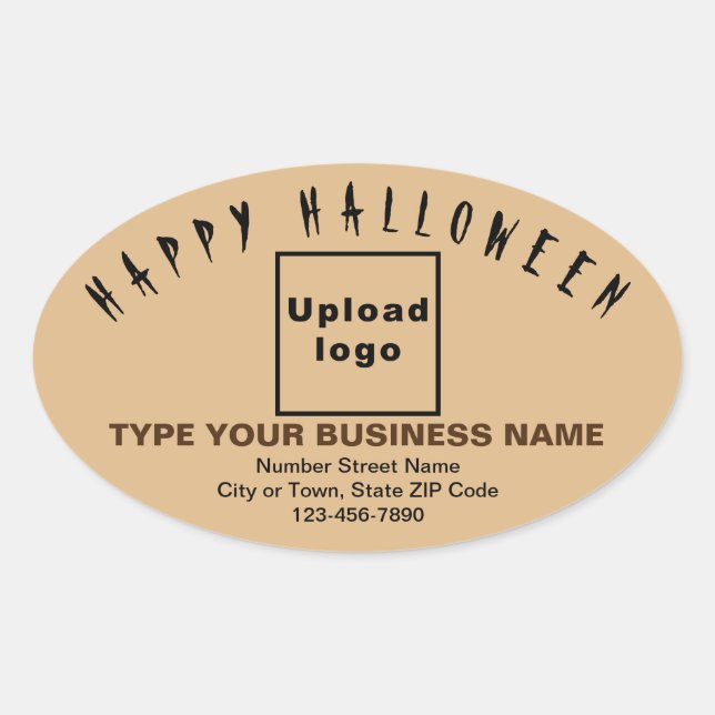 Business Halloween Light Brown Oval Sticker (Front)