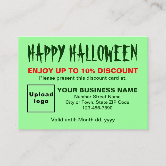 Business Halloween Light Green Discount Card (Front)