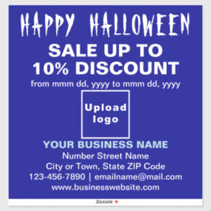 Business Halloween Sale on Blue Vinyl Sticker