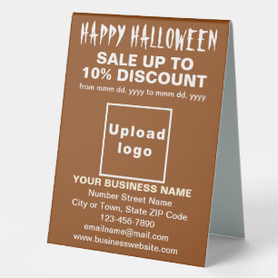 Business Halloween Sale on Brown Table Sign