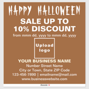 Business Halloween Sale on Brown Vinyl Sticker