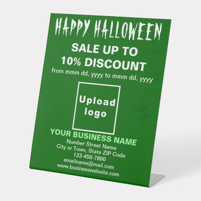 Business Halloween Sale on Green Pedestal Sign (Front)