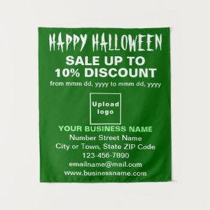 Business Halloween Sale on Green Tapestry
