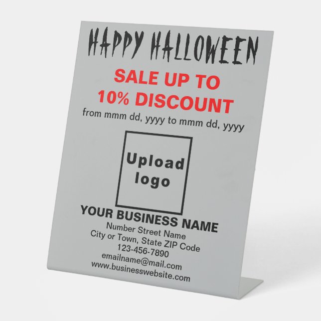 Business Halloween Sale on Grey Pedestal Sign (Front)